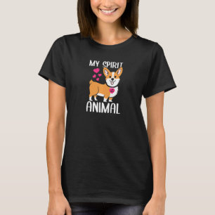 Womens My Spirit Animal Corgi Dog I Love Mom Neckl T-Shirt