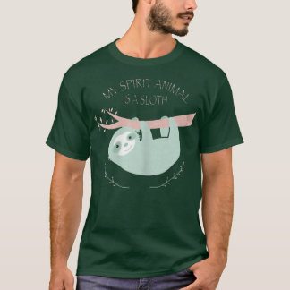 Womens My Spirit Animal Is A Sloth Cute Pastel Col T-Shirt