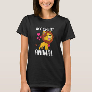 Womens My Spirit Animal Lion I Love Mom Necklace H T-Shirt