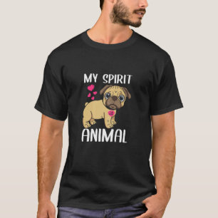 Womens My Spirit Animal Pug Dog I Love Mom Necklac T-Shirt