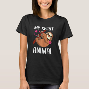 Womens My Spirit Animal Sloth I Love Mom Necklace T-Shirt