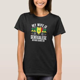 Womens My Wife Is Senegalese Pride Flag Heritage R T-Shirt