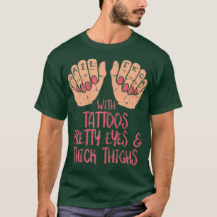 Womens Nail Tech With Tattoos Pretty Eyes  Thick T-Shirt