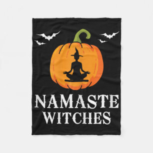 Womens Namaste Witches Pumpkin Yoga Meditation Hal Fleece Blanket