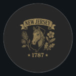 Womens New Jersey 1787 Vintage Horse Oak Pine Natu Classic Round Sticker<br><div class="desc">Womens New Jersey 1787 Vintage Horse Oak Pine Nature Heritage V-neck</div>
