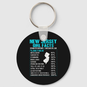 Womens New Jersey Girl Facts Funny Birthday Gift B Keychain
