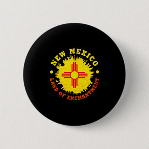 Womens New Mexico Enchantment State Flag V-neck  2 Inch Round Button