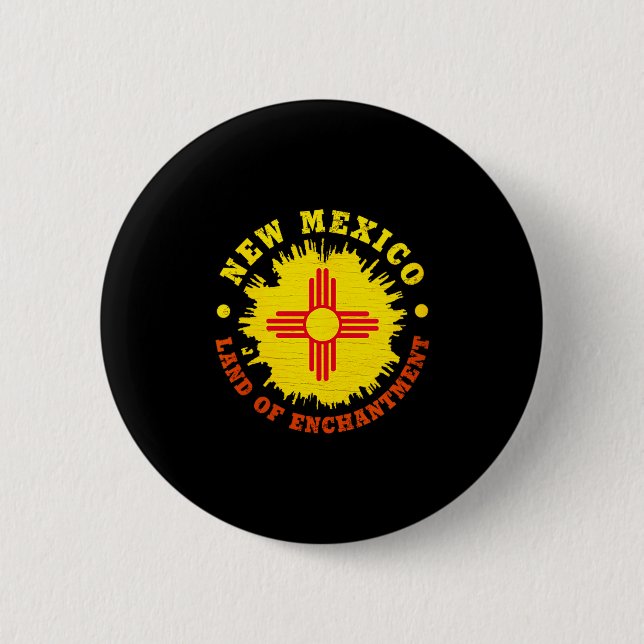 Womens New Mexico Enchantment State Flag V-neck  2 Inch Round Button (Front)