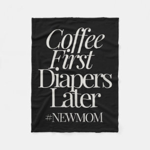 Womens New Mom Funny Coffee For Women Quote Retro Fleece Blanket