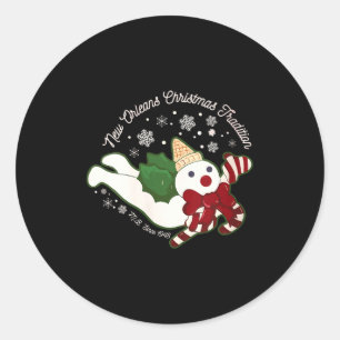 Womens New Orleans Mr Bingle Christmas Tradition S Classic Round Sticker