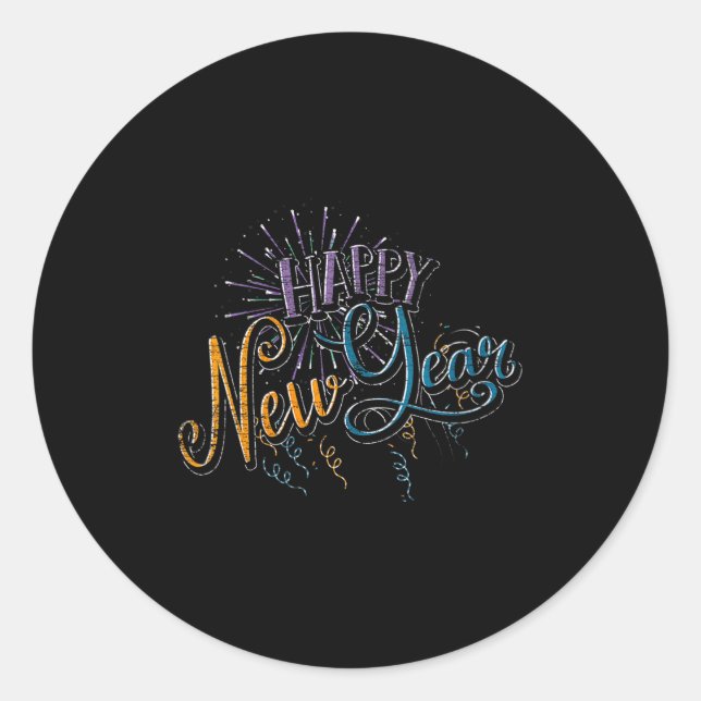 Womens New Years Eve Celebration Confetti Firework Classic Round Sticker (Front)