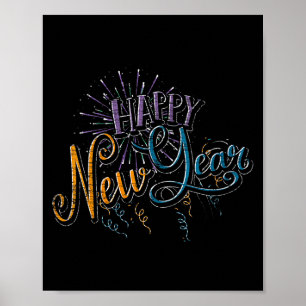 Womens New Years Eve Celebration Confetti Firework Poster