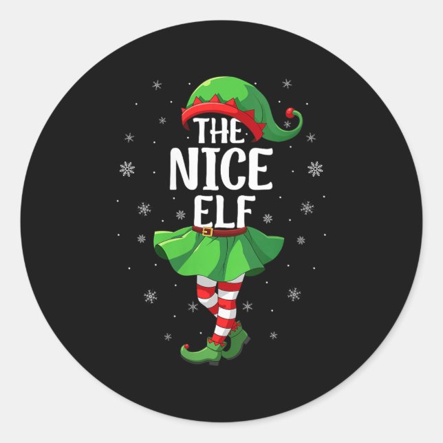 Womens Nice Elf Christmas Girls Women Elf Squad Xm Classic Round Sticker (Front)