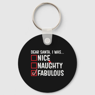 Womens Nice Naughty Fabulous Funny Santa Christmas Keychain