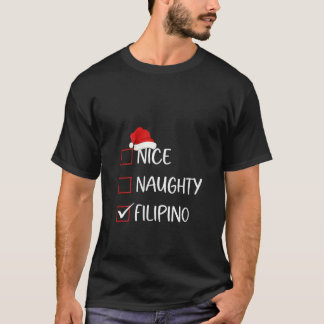 Womens Nice Naughty Filipino Christmas List Family T-Shirt