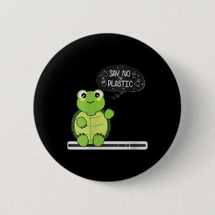 Womens Nice Save The Sea, No Plastic 2 Inch Round Button