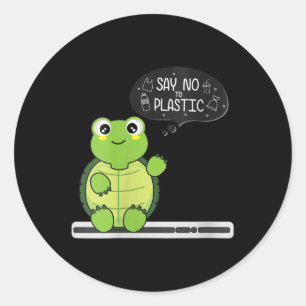 Womens Nice Save The Sea, No Plastic Classic Round Sticker