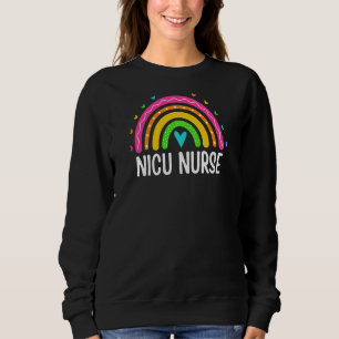 Womens Nicu Nurse Rainbow Nursing Tiny Humans Icu Sweatshirt