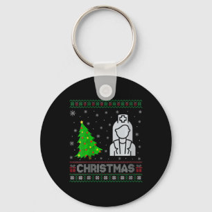 Womens Nicu Nurse Xmas Tree Lighting Ugly Christma Keychain
