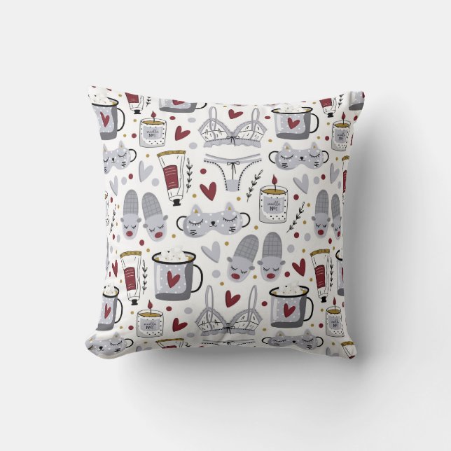 Women's Night Necessities Throw Pillow (Front)
