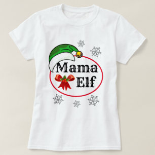 Women's Novelty Christmas MAMA ELF  COSTUME T-Shir T-Shirt