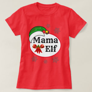 Women's Novelty Christmas MAMA ELF COSTUME T-Shir T-Shirt