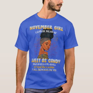 Womens November Girl Sweet As Candy Black Women Bi T-Shirt