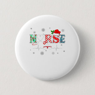Womens Nurse Christmas Santa Hat Funny Nurse Xmas 2 Inch Round Button