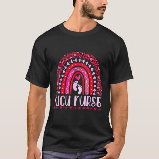Womens Nurse Leopard Rainbow Nicu Nurse Valentin T-Shirt