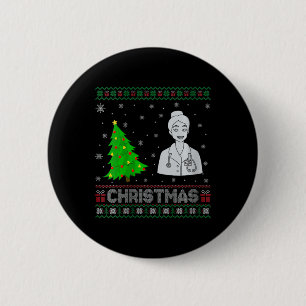 Womens Nurse Practitioner Xmas Tree Lighting Ugly  2 Inch Round Button