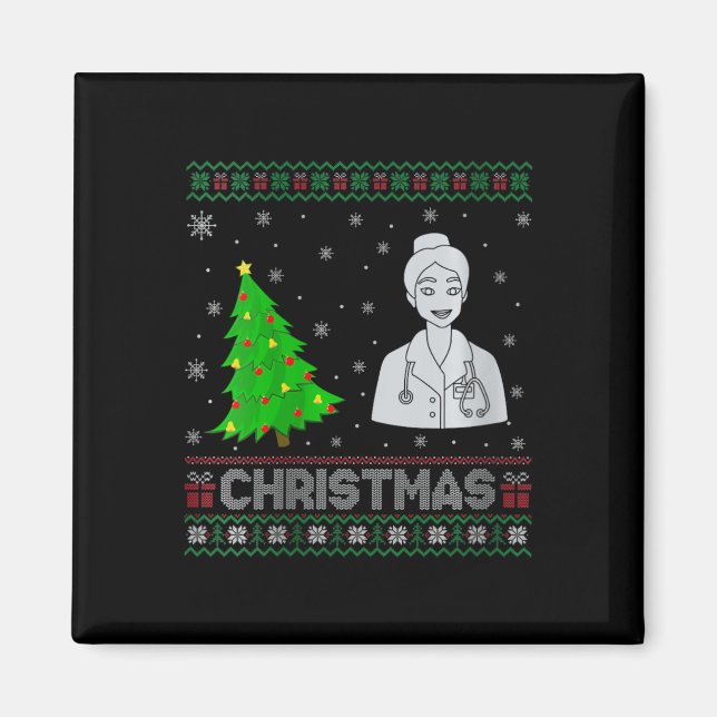 Womens Nurse Practitioner Xmas Tree Lighting Ugly  Magnet (Front)