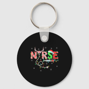 Womens Nursing Stethoscope Reindeer Nurse Hat Funn Keychain