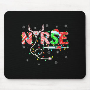 Womens Nursing Stethoscope Reindeer Nurse Hat Funn Mouse Pad