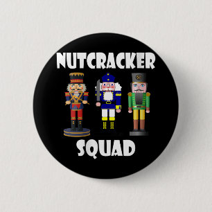 Womens Nutcracker Squad Christmas Ballet V-neck 2 Inch Round Button