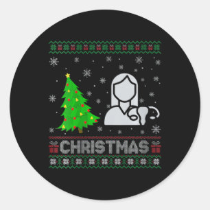 Womens Ob Nurse Xmas Tree Lighting Ugly Christmas  Classic Round Sticker