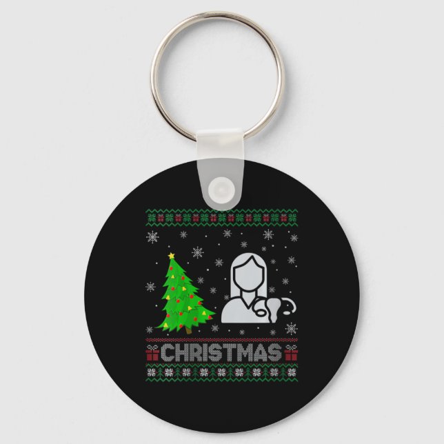 Womens Ob Nurse Xmas Tree Lighting Ugly Christmas  Keychain (Front)