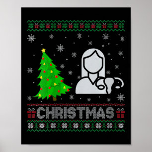 Womens Ob Nurse Xmas Tree Lighting Ugly Christmas  Poster