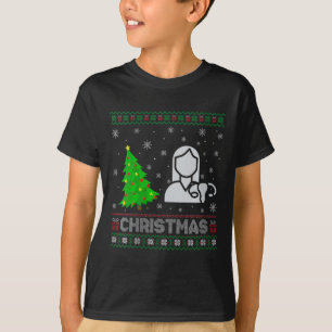 Womens Ob Nurse Xmas Tree Lighting Ugly Christmas T-Shirt