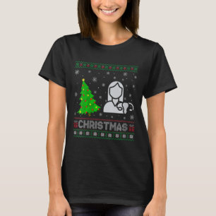 Womens Ob Nurse Xmas Tree Lighting Ugly Christmas  T-Shirt