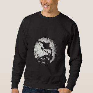 Womens Ocean Animal Waves Moonlight Orca Full Moon Sweatshirt