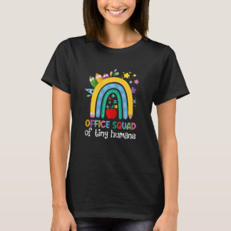 Womens Office Squad Of Tiny Humans Rainbow Teacher T-Shirt
