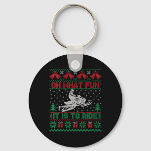 Womens Oh What Fun It Is To Ride Snowmobile Ugly C Keychain