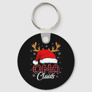 Womens Oma Claus Santa Hat Reindeer Red Plaid Matc Keychain
