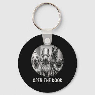 Womens Open The Door Zombie Dogs Funny Halloween Keychain
