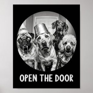 Womens Open The Door Zombie Dogs Funny Halloween Poster