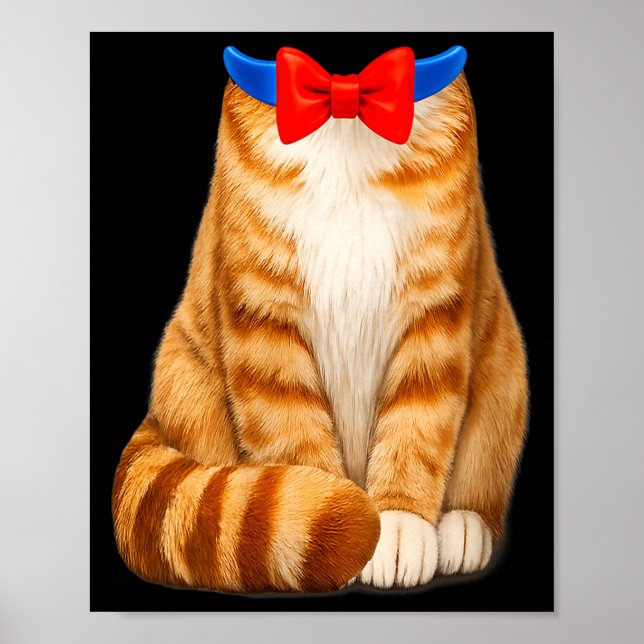 Women's orange cat costume tabby bow tie cute poster (Front)