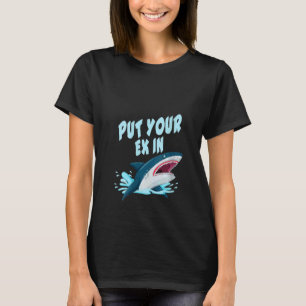 Womens orca plush shark shark women shark mouth V T-Shirt