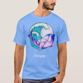 Womens Oregon Japanese Paint Geometric Orca Killer T-Shirt