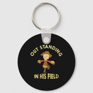 Womens Out Standing In His Field Farmer Scarecrow Keychain