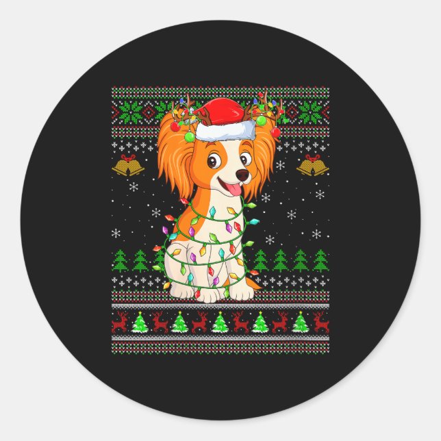 Womens Pallon Dog Ugly Christmas Sweaters Holiday  Classic Round Sticker (Front)